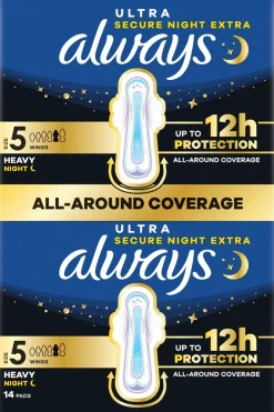 Always Kuukautiset Ja Intiimihygienia<Ultra Secure Night Extra S5 with wings terveysside