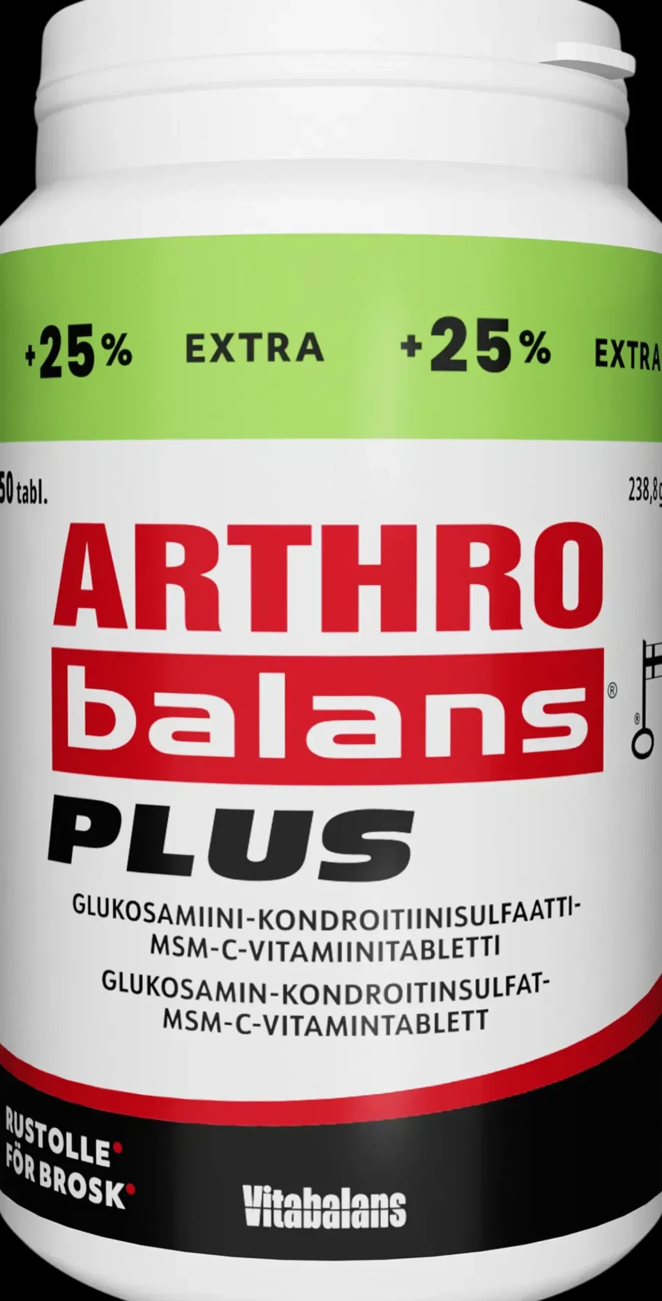Arthrobalans Erityisvalmisteet<® Plus 150 tabl., glukosamiini-kondroitiinisulfaatti-MSM-C-vitamiinitabletti, Vitabalans
