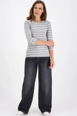 Best 3/4 hihainen raidallinen trikoopusero Paidat Ja Topit