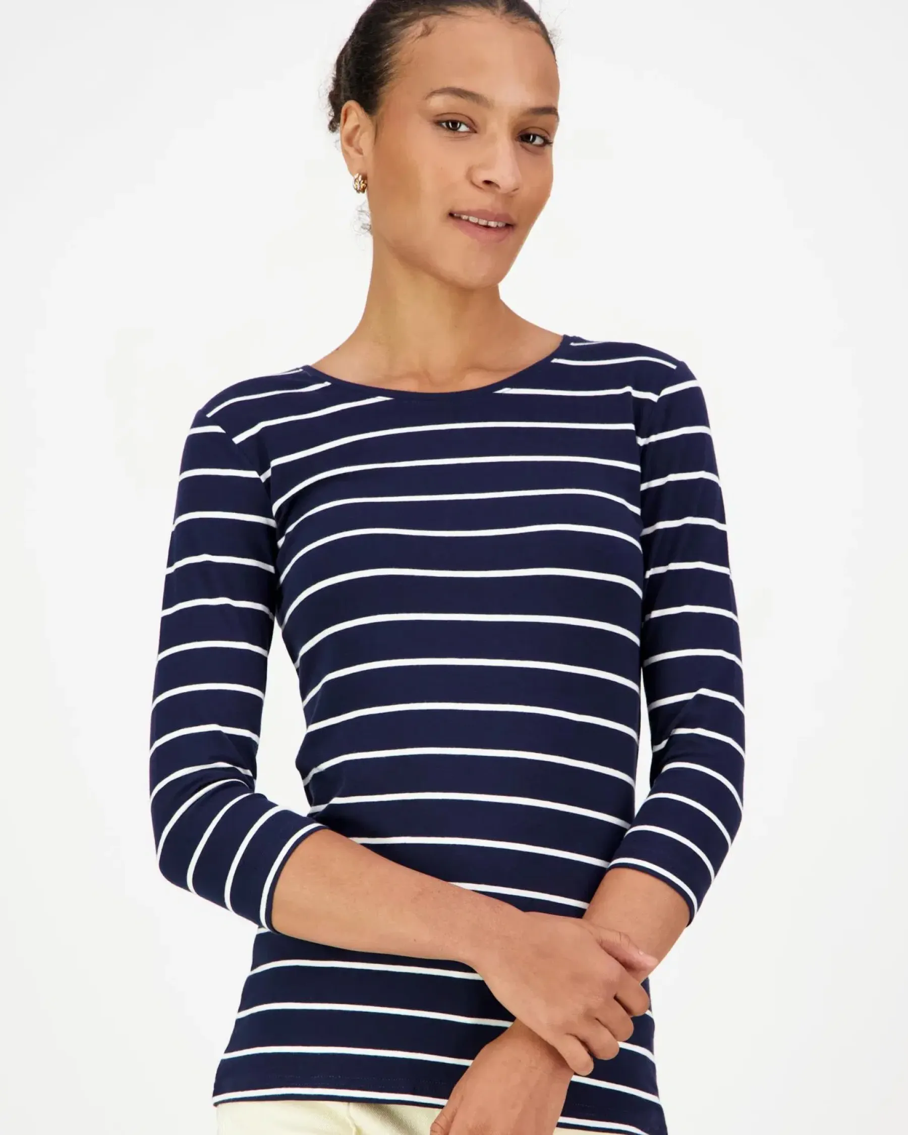 Aventura Pluskoot|Paidat Ja Topit<raidallinen 3/4 hihainen trikoopusero