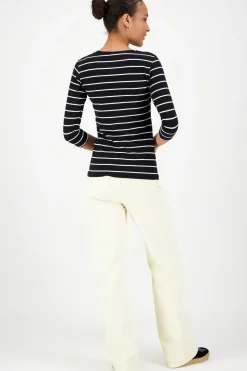 New raidallinen 3/4 hihainen trikoopusero Paidat Ja Topit