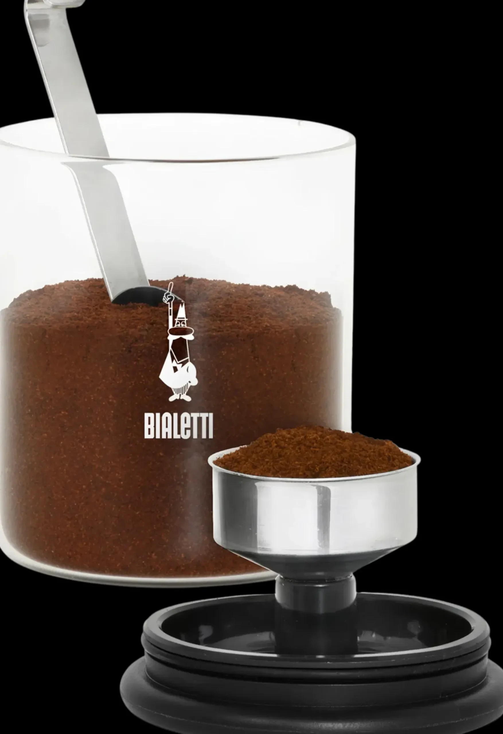 Hot kahvipurkki kahvimitalla, lasi Keittiötarvikkeet