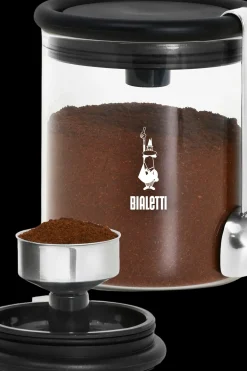 Hot kahvipurkki kahvimitalla, lasi Keittiötarvikkeet