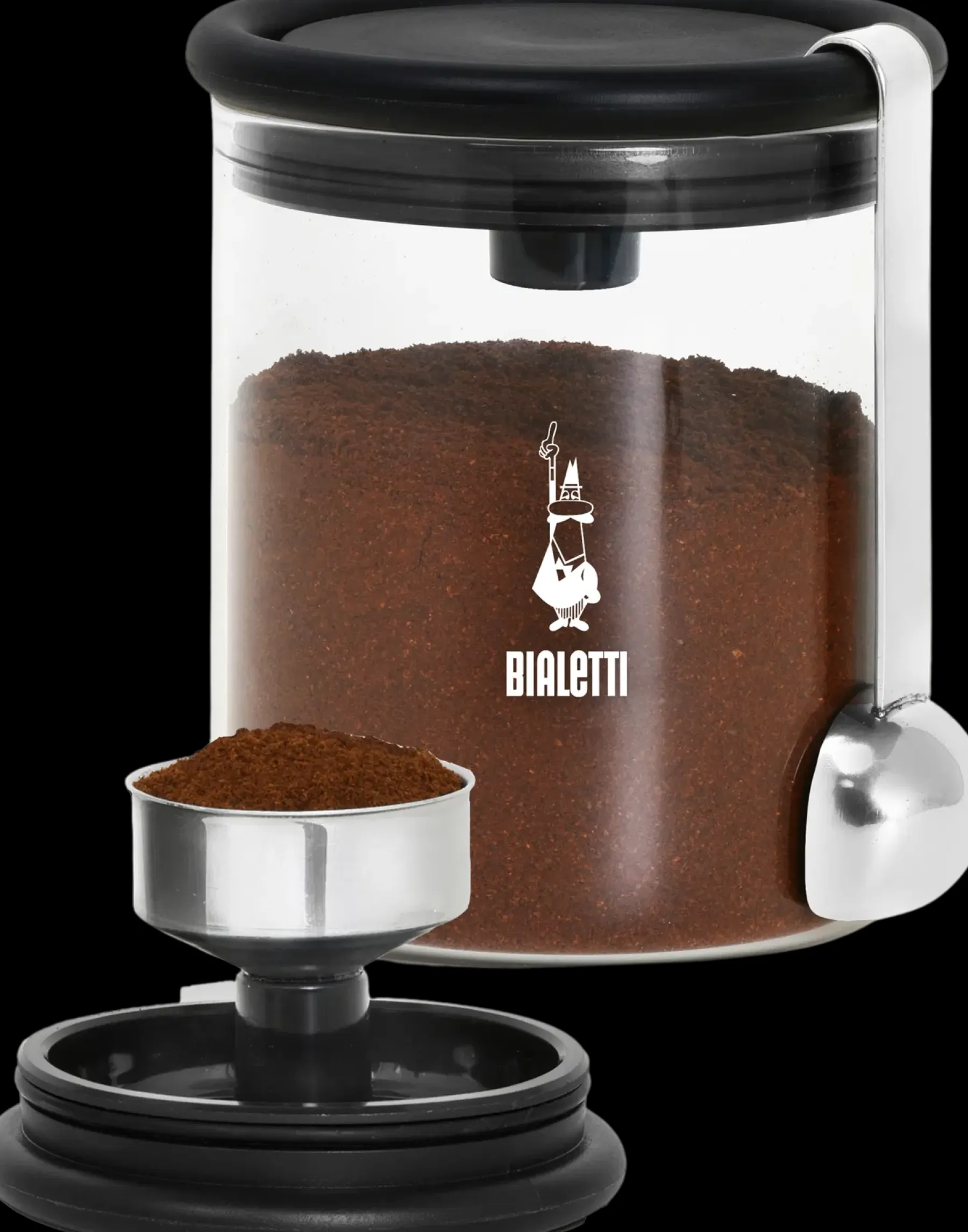 Hot kahvipurkki kahvimitalla, lasi Keittiötarvikkeet