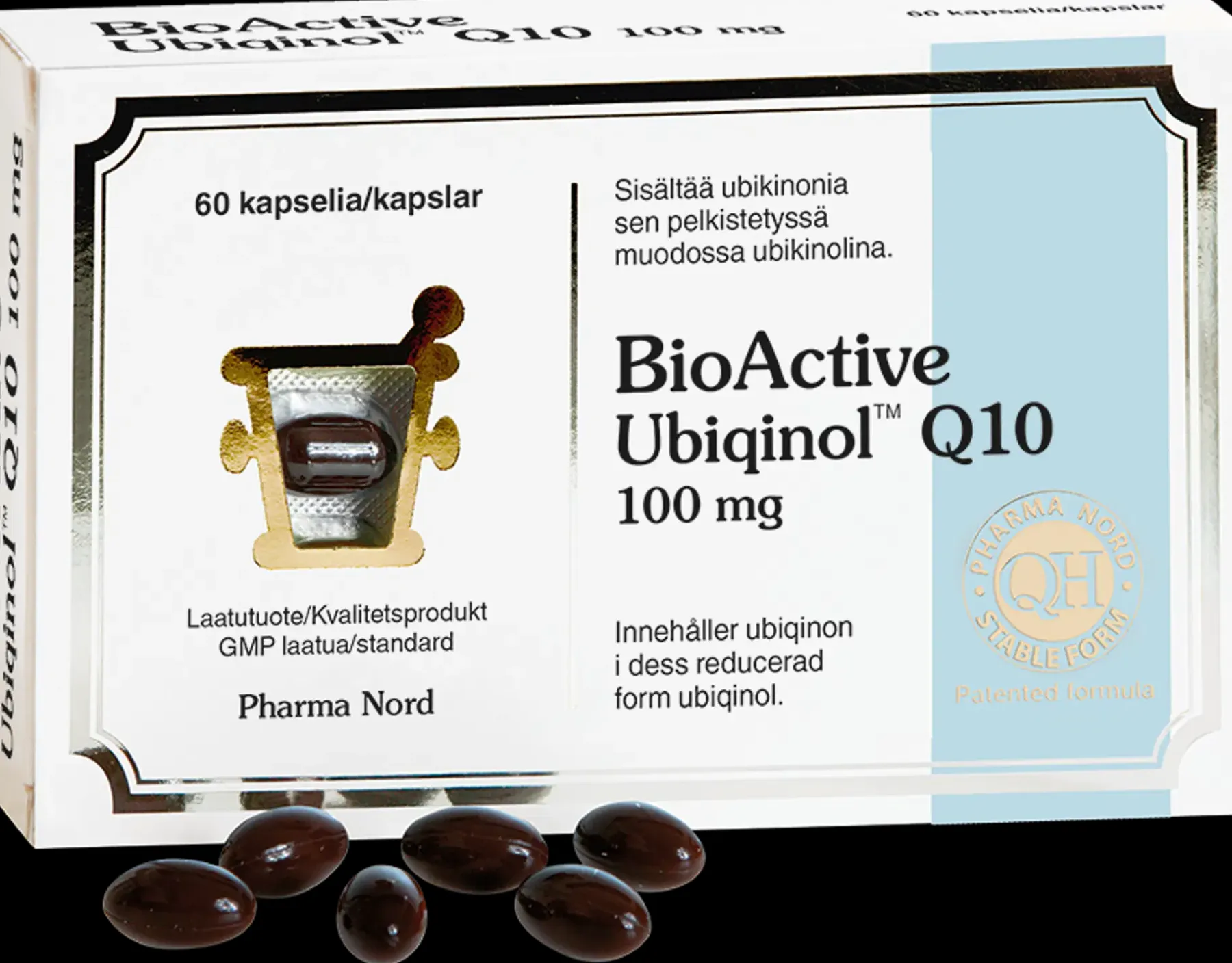 Pharma Nord Ubikinonit Ja Ubikinolit<BioActive Ubiqinol™ Q10 100 mg ravintolisä 60 kaps.