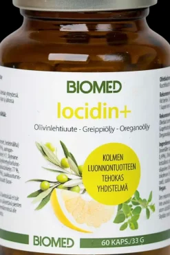 Biomed Erityisvalmisteet<Iocidin+ Oliivinlehtiuute-Greippiöljy-Oreganoöljy 60 kaps.