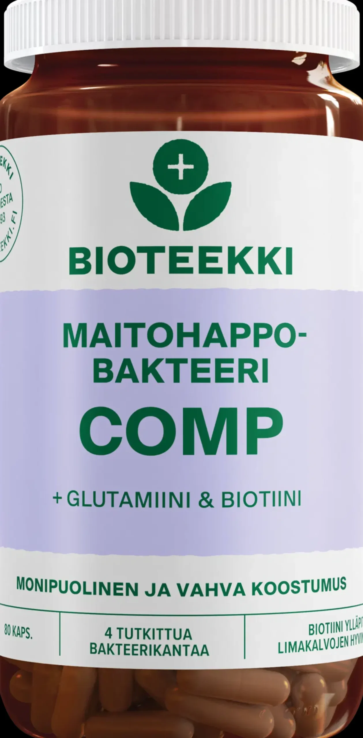 Bioteekki Maitohappobakteerit<Maitohappobakteeri Comp 80 kaps.