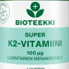 Bioteekki Vitamiinit<Super K2-vitamiini ravintolisä 60 kaps.