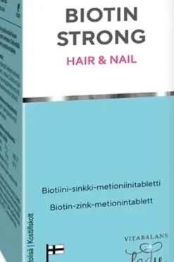 Vitabalans Kauneuden Hyvinvointivalmisteet<Biotin Strong 60 tabl., kotimainen biotiini-sinkki-metioniinitabletti,