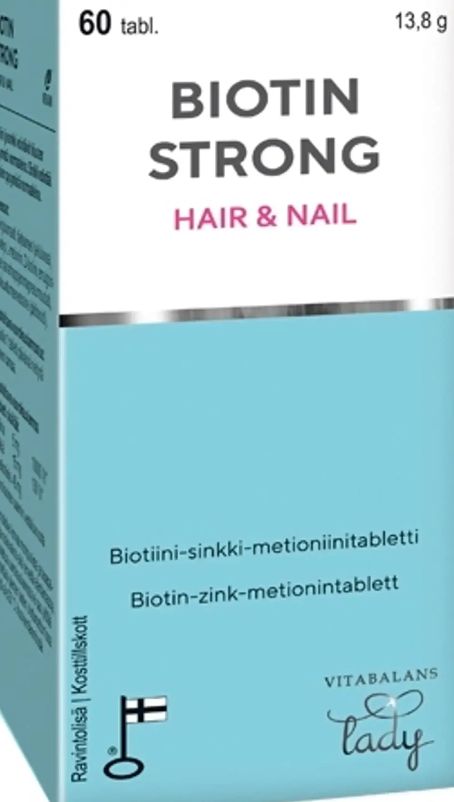 Vitabalans Kauneuden Hyvinvointivalmisteet<Biotin Strong 60 tabl., kotimainen biotiini-sinkki-metioniinitabletti,
