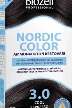 Biozell Hiusvärit<Professional Nordic Color ammoniakiton kestoväri Cool Espresso 3.0 2x60ml