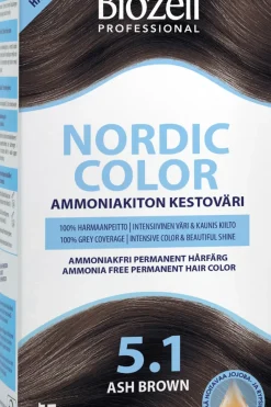Biozell Hiusvärit<Professional Nordic Color ammoniakiton kestoväri Ash Brown 5.1 2x60ml