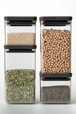 New nelikulmainen säilytyspurkki 0,7L dark grey Keittiötarvikkeet