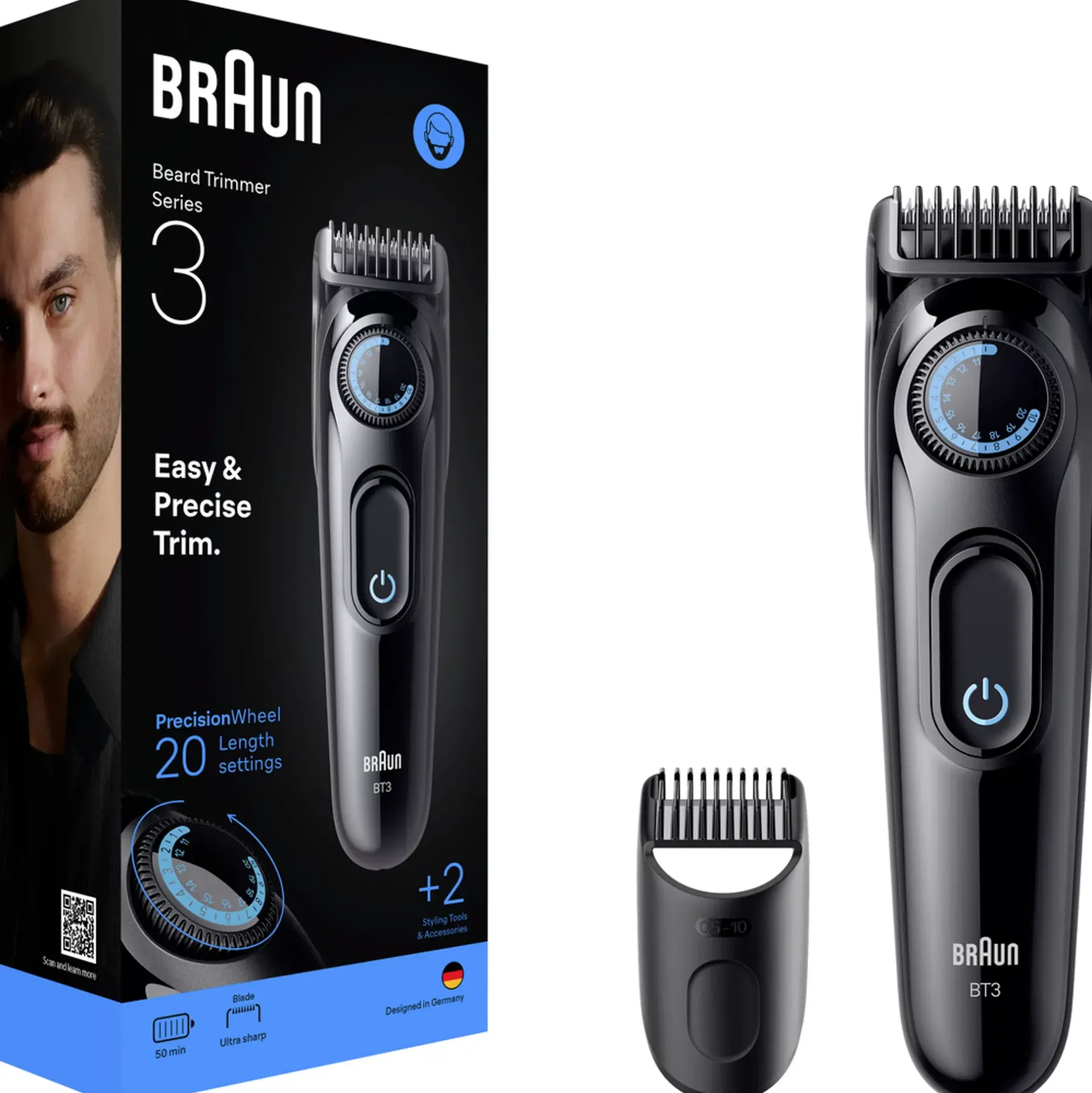 Braun Parranajo<Series 3 Styler BT 3500 Black/Blue Partatrimmeri