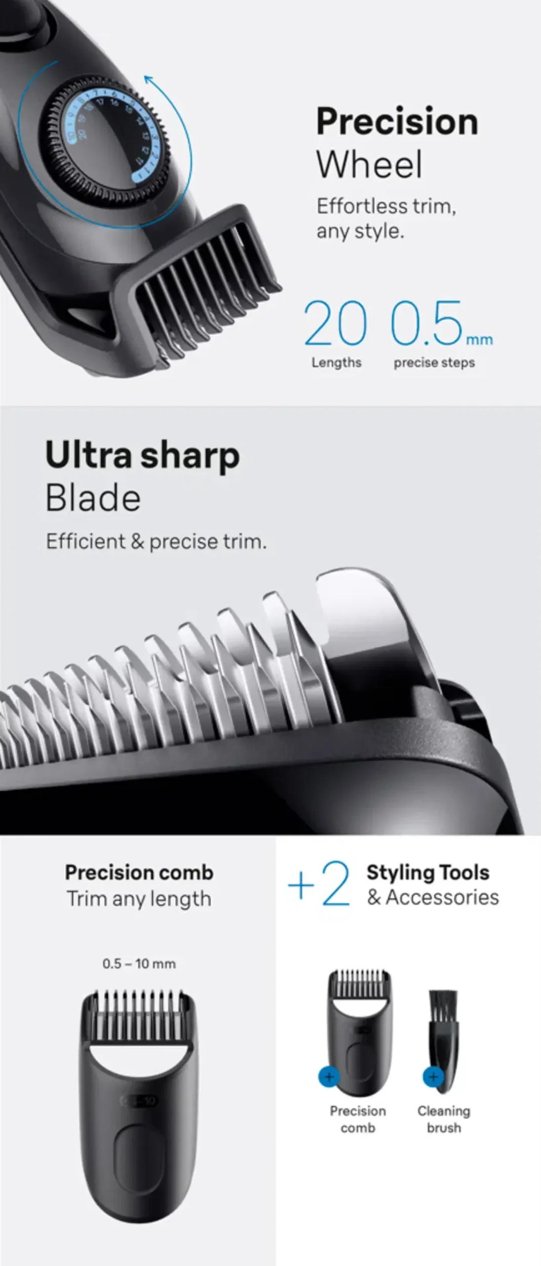 Braun Parranajo<Series 3 Styler BT 3500 Black/Blue Partatrimmeri