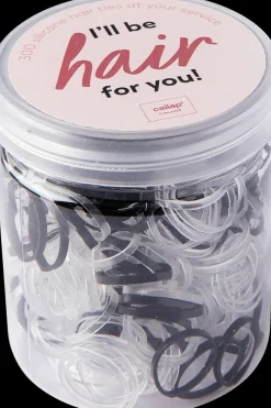 Cailap Hiustarvikkeet<Silikonihiuslenkki 300kpl, rasiassa musta/kirkas