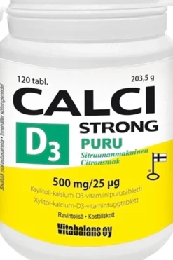 Online Calci Strong + D3 puru 120 tabl., kalsium-D3-vitamiinipurutabletti, Kivennäis- Ja Hivenaineet