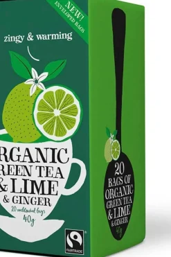 Luomu Vihreä tee, lime & inkivääri 40g / 20ps Reilu kauppa Juomat