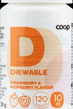 Sale D-vitamiini 10μg Mansikka-Vadelma 120 purutablettia Vitamiinit