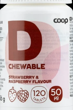 Sale D-vitamiini 50μg Mansikka-Vadelma 120 purutablettia Vitamiinit