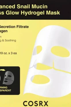 COSRX Korealainen Ihonhoito|Kasvojenhoito<Advanced Snail Mucin Glass Glow Hydrogel Mask-hydrogeelinaamio 3kpl