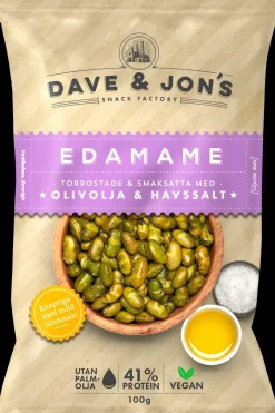Daveu0026Jons Pähkinät, Siemenet Ja Muut Kuivatuotteet<Dave&Jons paahdettuja edamame papuja oliiviöljyllä ja merisuolalla 100 g