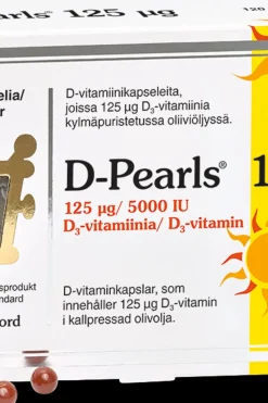 Clearance D-Pearls® 125 mcg D-vitamiini ravintolisä 120 kaps. Vitamiinit