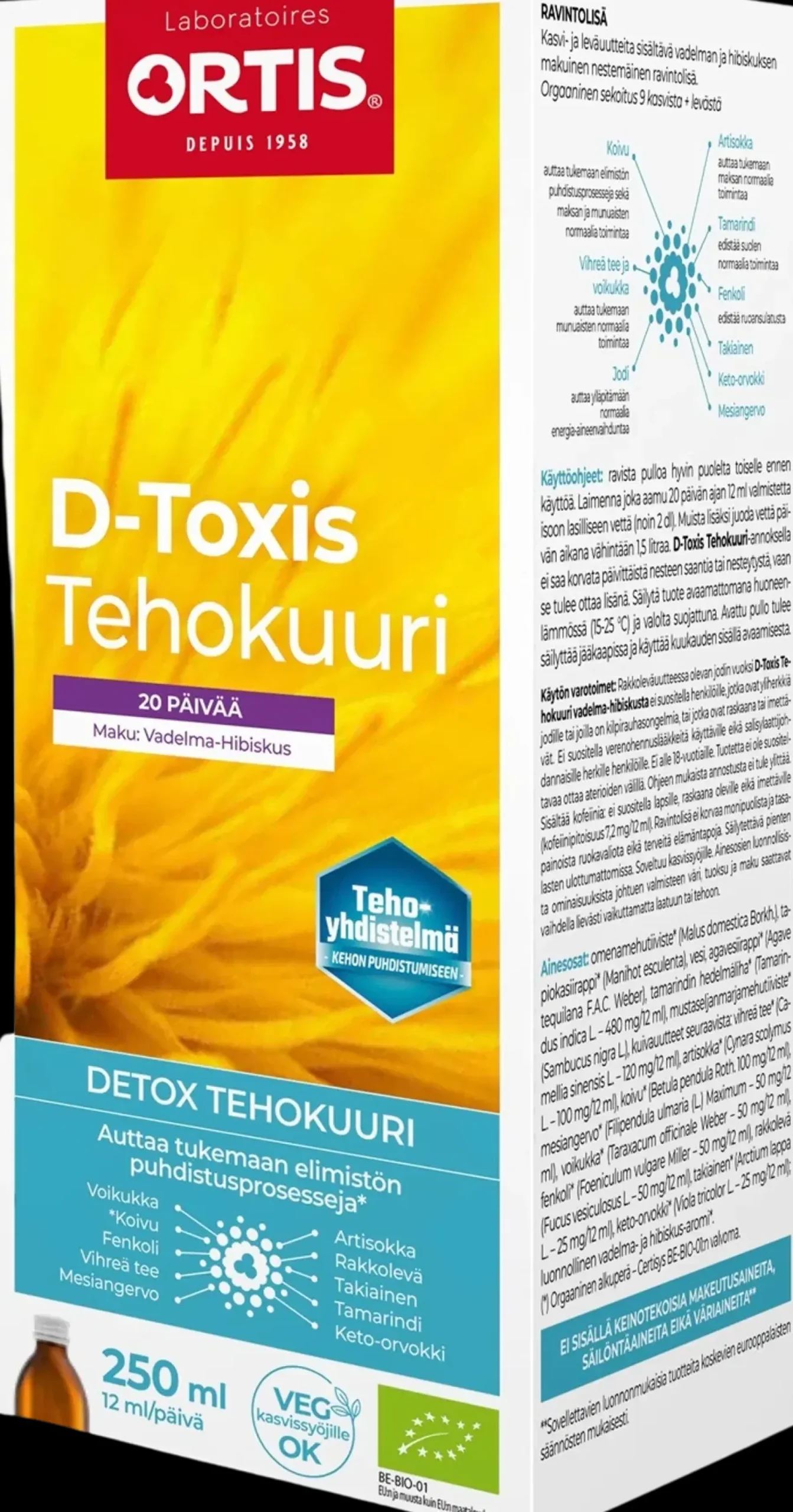 Discount D-Toxis Detox puhdistava tehokuuri Vadelma-hibiskus 250 ml Painonhallintavalmisteet