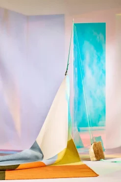 Kortteli villamatto valk.-kelt. Olohuoneen Matot