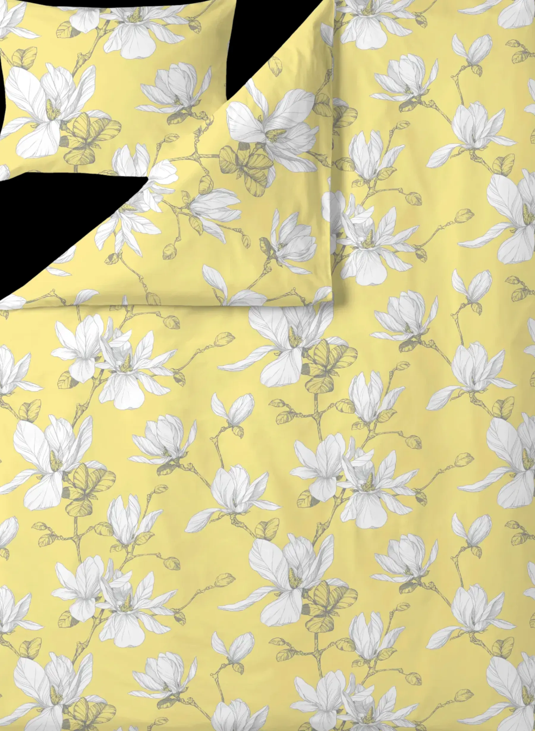 Discount satiini pussilakanasetti Magnolia 150X210+50X60 keltainen Pussilakanat