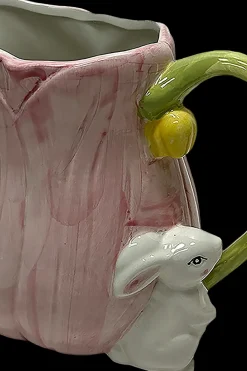 Finnmari Maljakot<Kukka/pupu kannu 21x15x18 cm keraaminen vaaleanpunainen