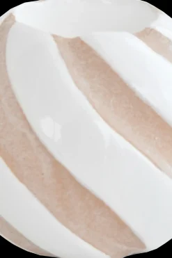 Clearance Lämpökynttilälasi 9x9x8 cm raita beige/valkoinen Kynttilälyhdyt Ja Tuikkukipot