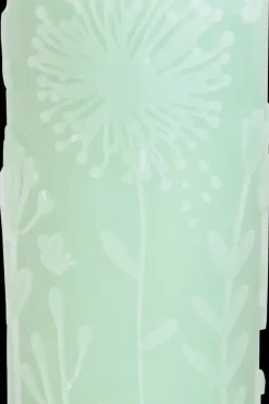 Hot Pöytäkynttilä kukkakuvio 6x6x14 cm vihreä Kynttilät