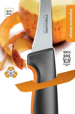 Fiskars Keittiöveitset<FF Kuorimaveitsi kaarevalla terällä 7cm