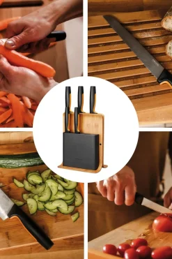 Sale Functional Form Veitsitukki bambu (sis. 5 veistä) Keittiöveitset