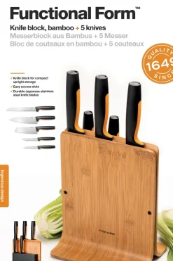 Sale Functional Form Veitsitukki bambu (sis. 5 veistä) Keittiöveitset
