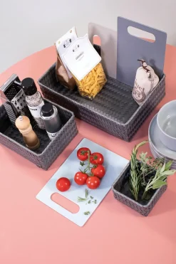 Discount kierrätysmuovinen neliö minikori tumman harmaa 7 x 12 x 12 cm Korit Ja Rasiat