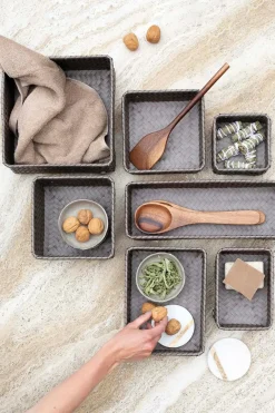 kierrätysmuovinen suorakulmio pikkukori taupe 7 x 18 x 12 cm Korit Ja Rasiat