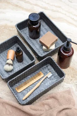 Sale kierrätysmuovinen matala neliö kori tumman harmaa 7 x 18 x18 cm Korit Ja Rasiat