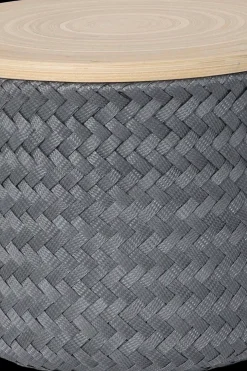 Best korkea pyöreä kierrätysmuovinen rasia bambukannella tumman harmaa s 16 x 21 cm Korit Ja Rasiat