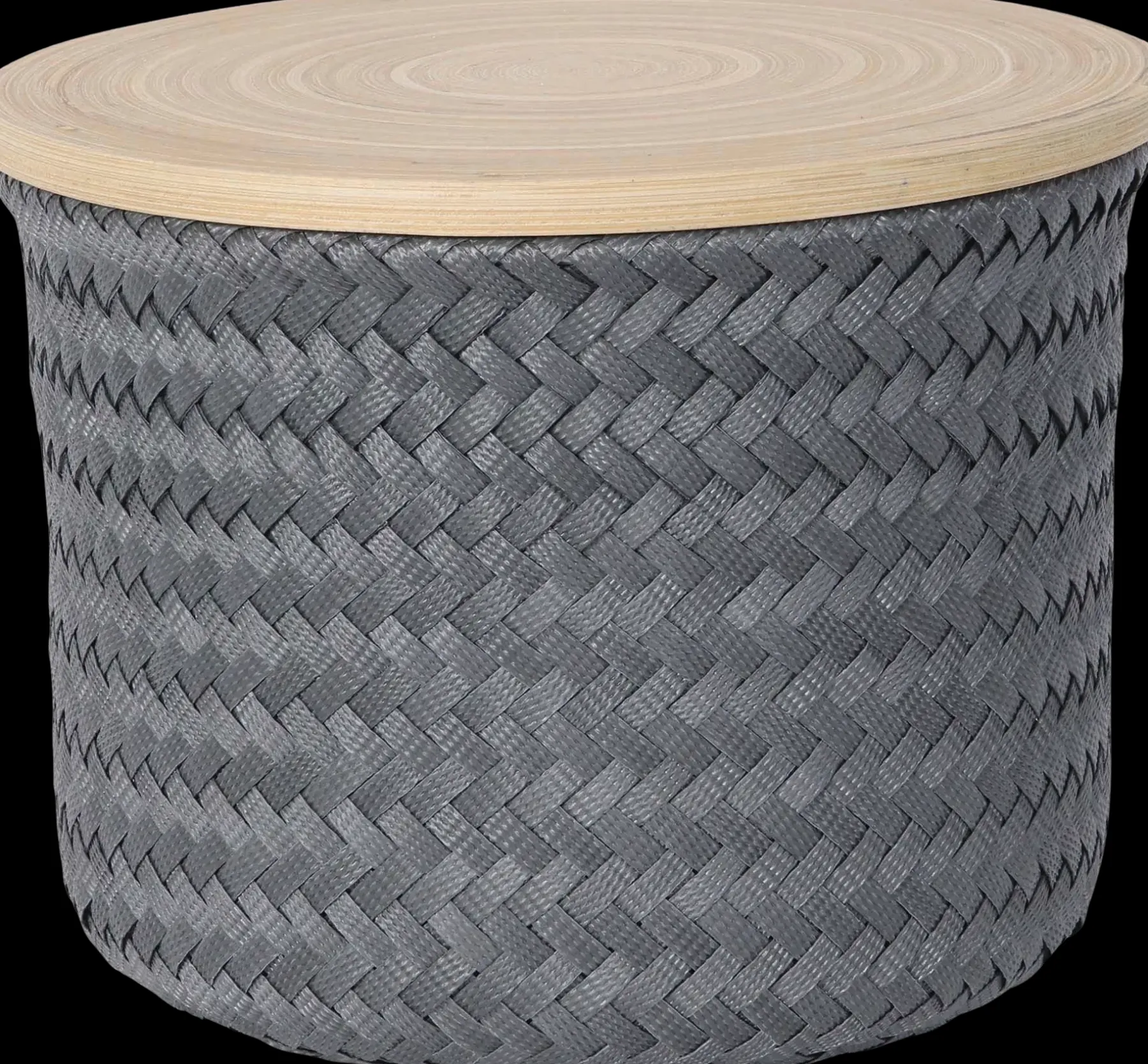 Best korkea pyöreä kierrätysmuovinen rasia bambukannella tumman harmaa s 16 x 21 cm Korit Ja Rasiat