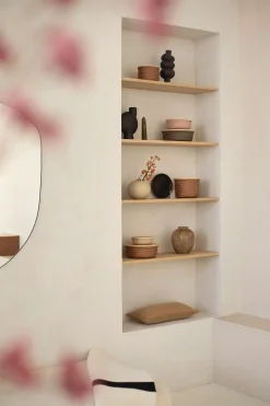 Handed By Korit Ja Rasiat<korkea pyöreä kierrätysmuovinen rasia bambukannella sienna xs 13 x 17 cm