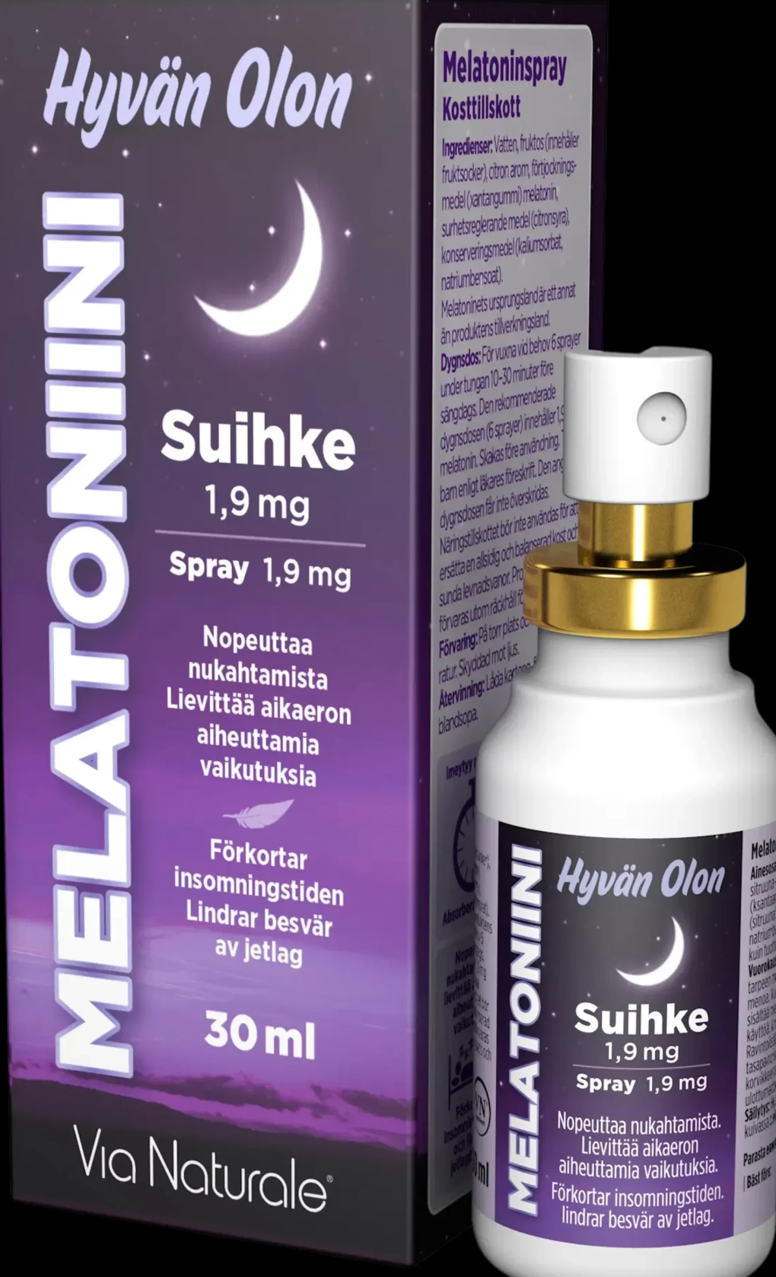 Hyvän Olon Melatoniinisuihke 1,9 mg 30 ml Melatoniinit