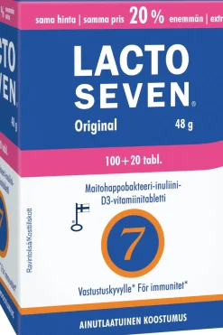 Vitabalans Maitohappobakteerit<Lacto Seven 120 tabl., kotimainen maitohappobakteerivalmiste, kampanjapakkaus,