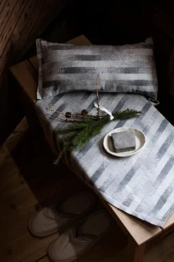 Hohto laudeliina 46x60cm valko-harmaa pellava-puuvilla Sauna