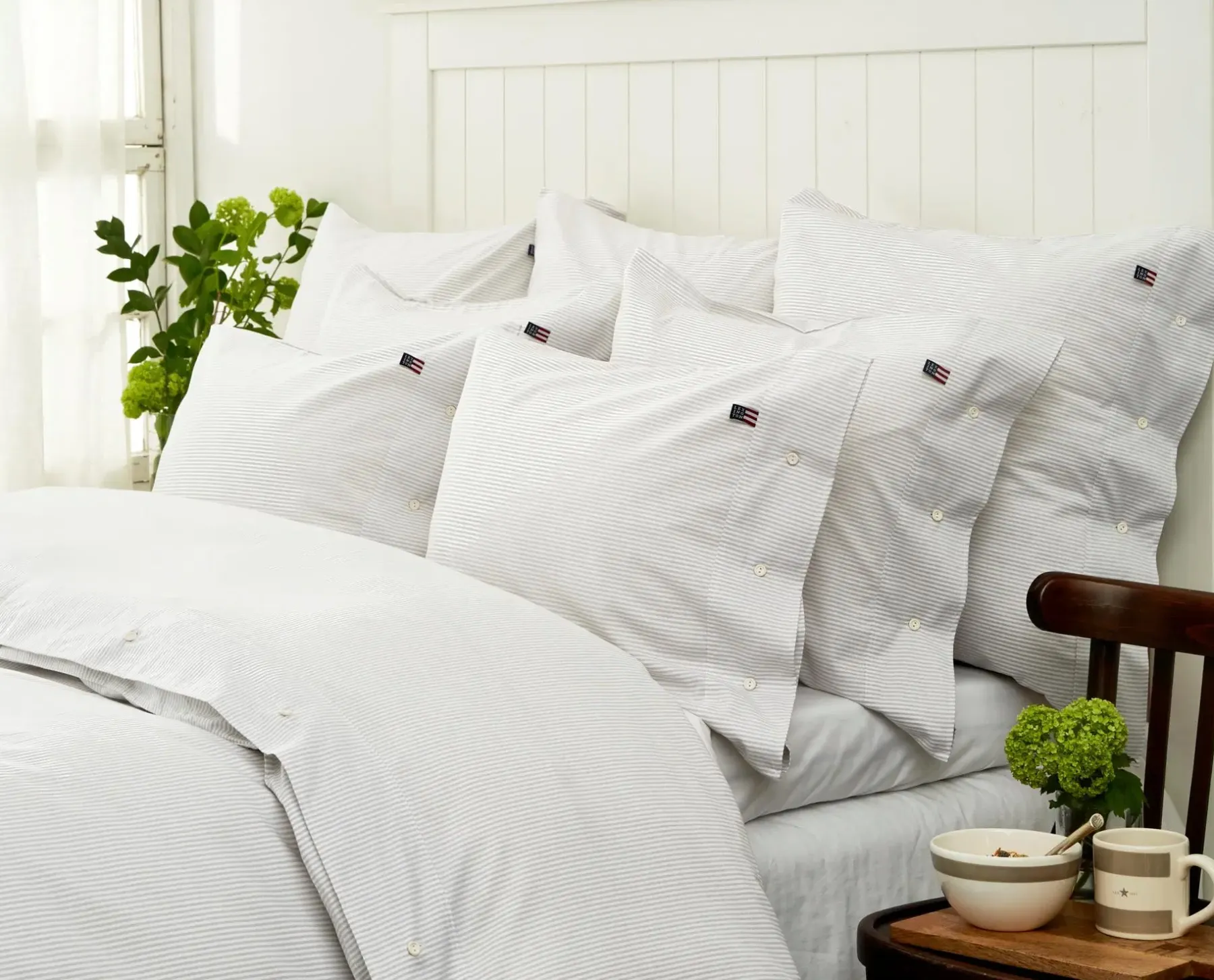 Lexington Company Tyynyliinat<Lexington Pin Point tyynyliina 50x60cm harmaa/valkoinen