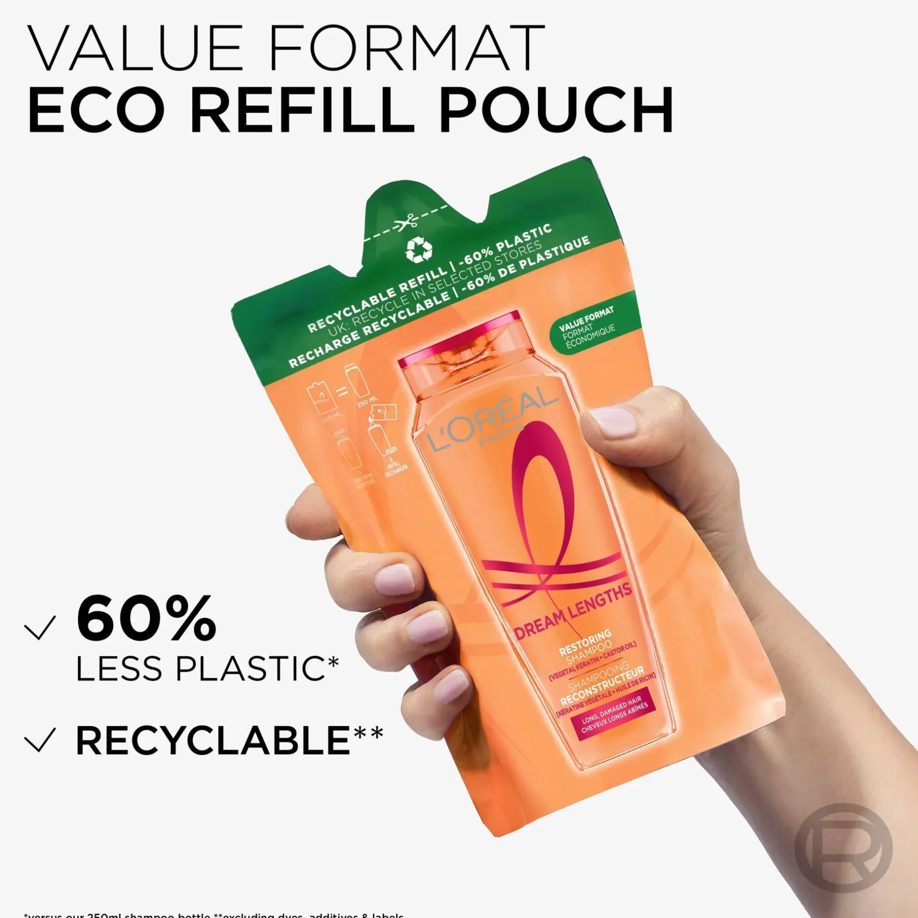 Best Elvital Dream Length shampoon täyttöpakkaus pitkille hiuksille 250 ml Shampoot