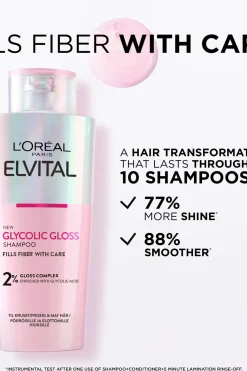 L'Oréal Paris Shampoot<Elvital Glycolic Gloss shampoo kiillottomille hiuksille 200ml
