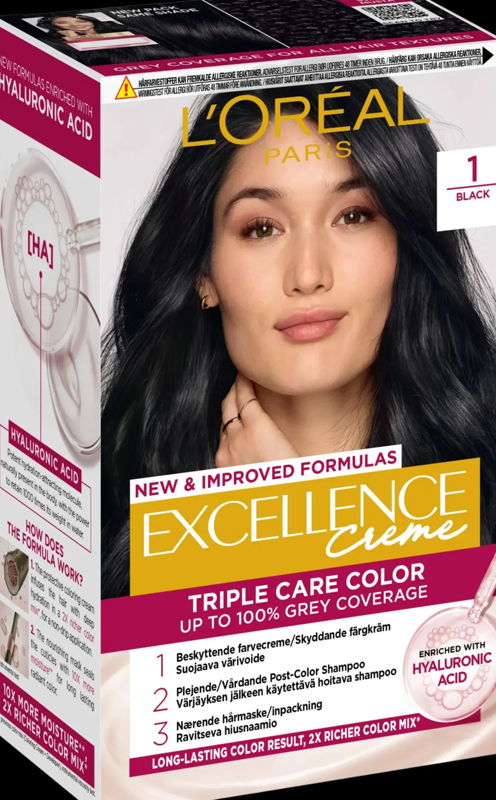 L'Oréal Paris Hiusvärit<Excellence Creme 1 Black Musta kestoväri 1kpl