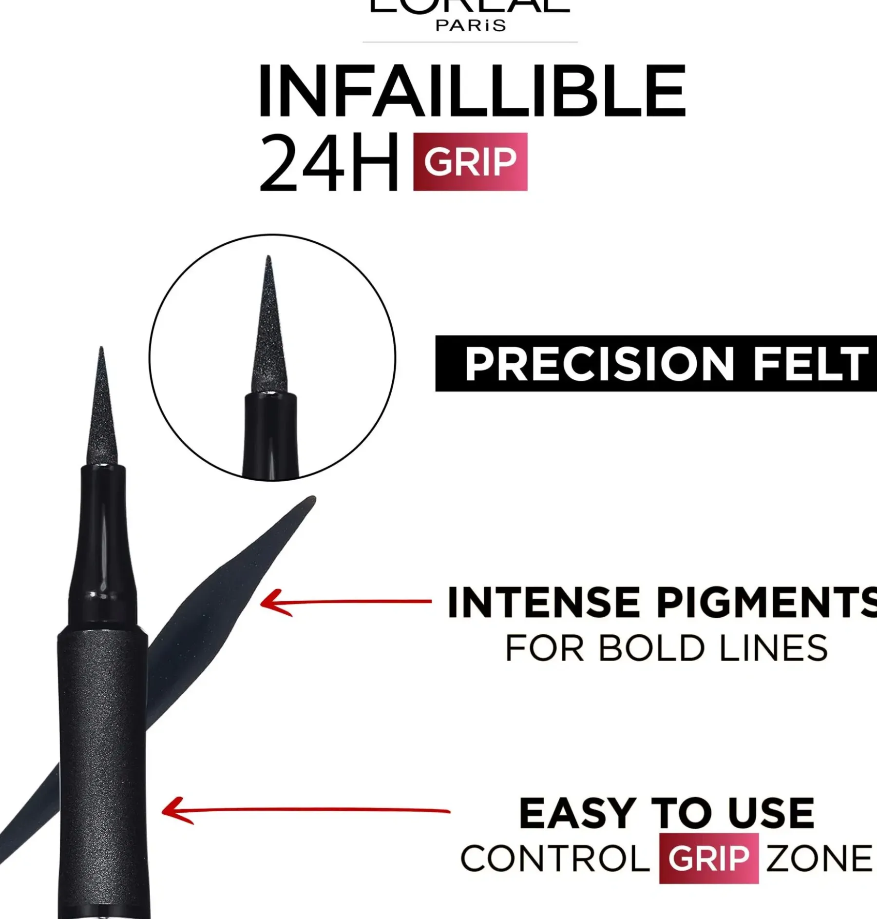 Hot Infaillible Grip 24H Precision Felt eyeliner nestemäinen silmänrajausväri Silmämeikit